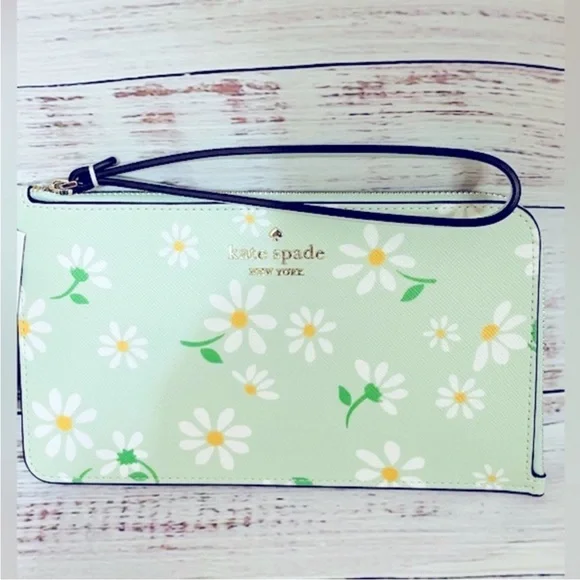 NWT Kate Spade Lucy Day Tripper Daisy floral Medium L-Zip Wristlet - Picture 4 of 6
